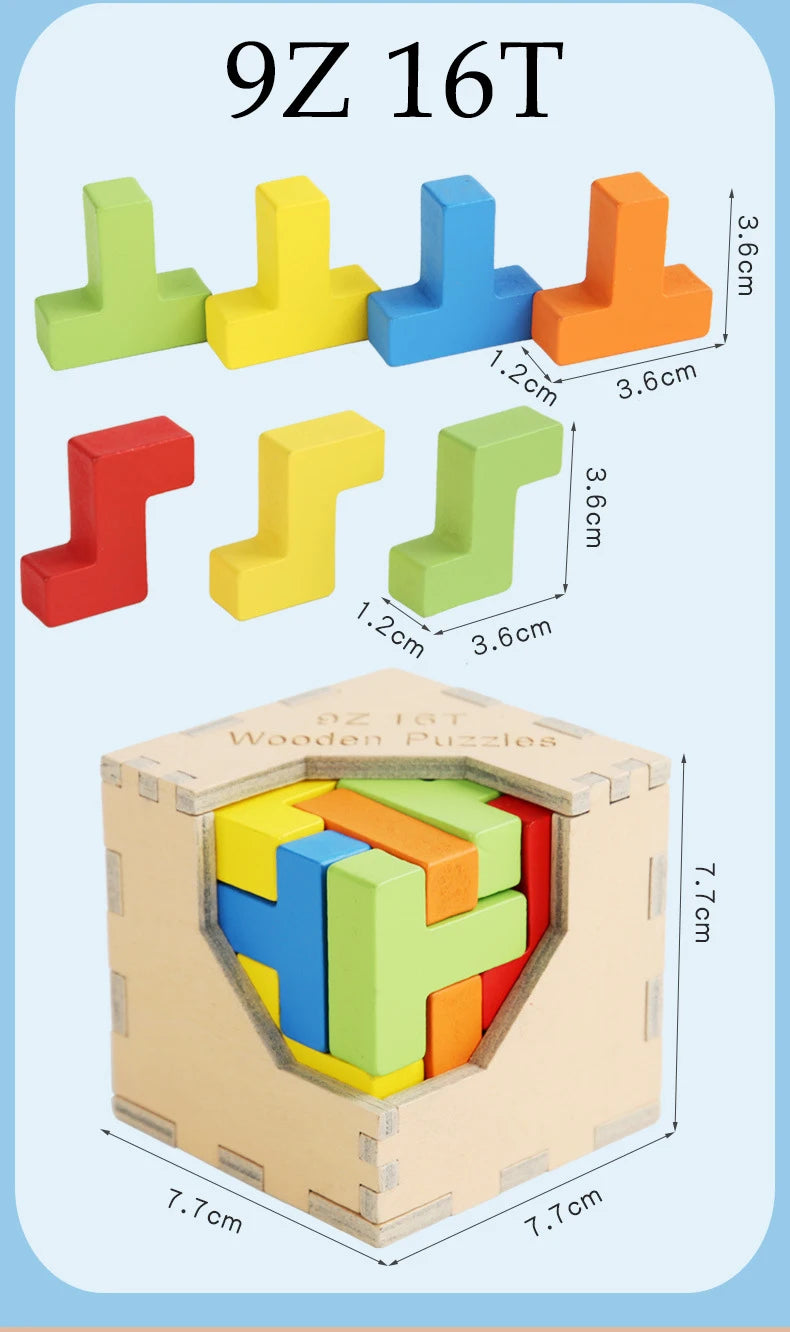 Wooden Tetris Cube 1pc Random Design will be shipped  - EKT2705