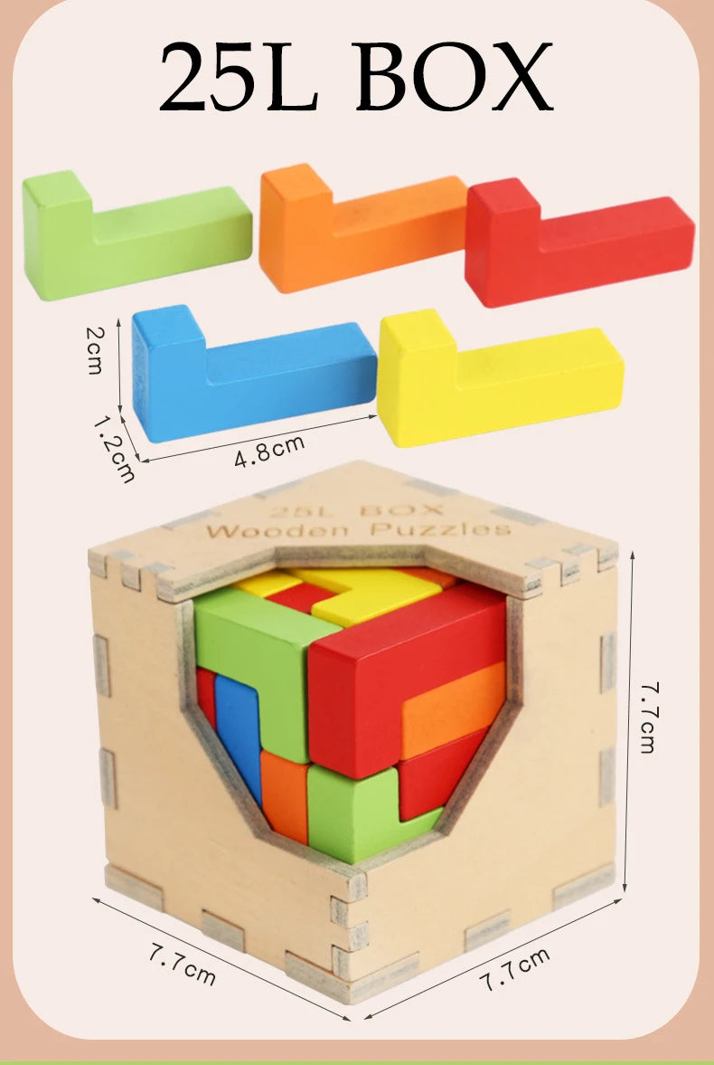 Wooden Tetris Cube 1pc Random Design will be shipped  - EKT2705