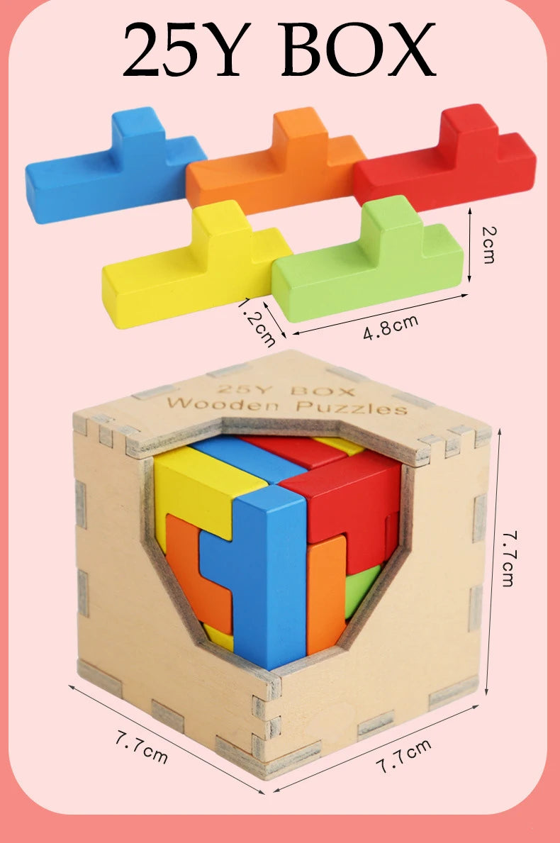 Wooden Tetris Cube 1pc Random Design will be shipped  - EKT2705