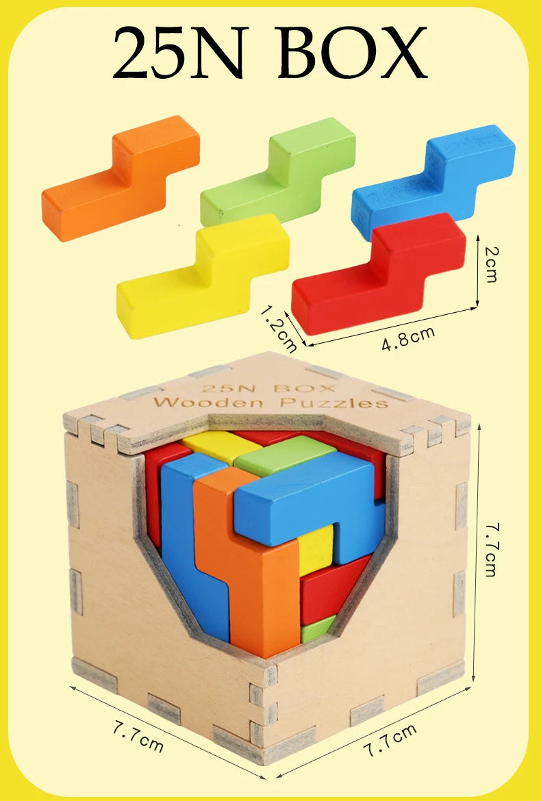 Wooden Tetris Cube 1pc Random Design will be shipped  - EKT2705