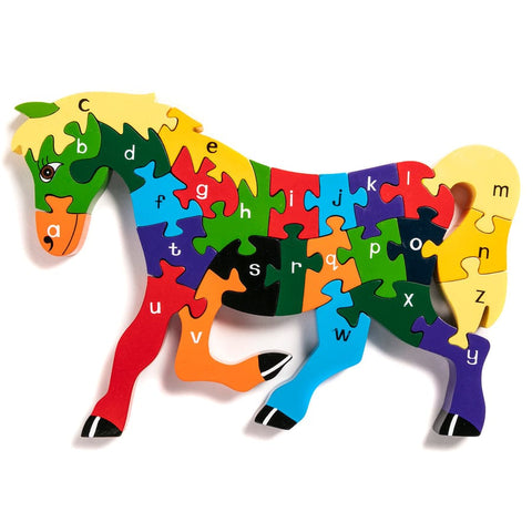 Wooden Alphabet And Number Chunky Jigsaw Puzzle Horse 1Pc Will Be Shipped - EKT2983