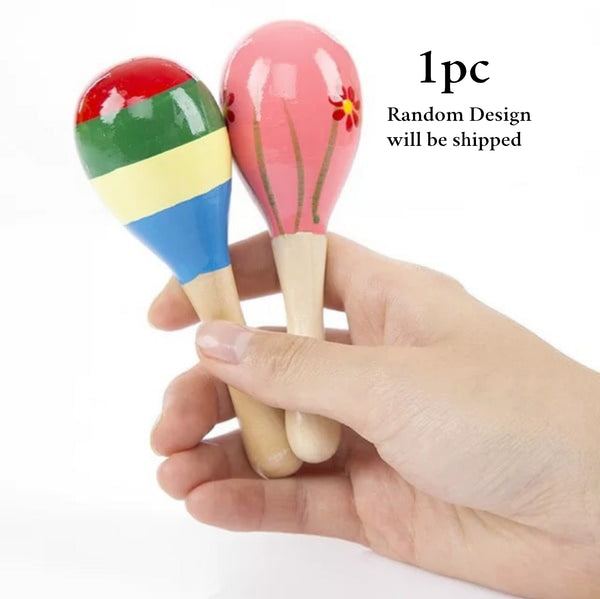 Wooden Egg Bell Rattle | Sensory Toy for Baby (One Random Design Shipped)