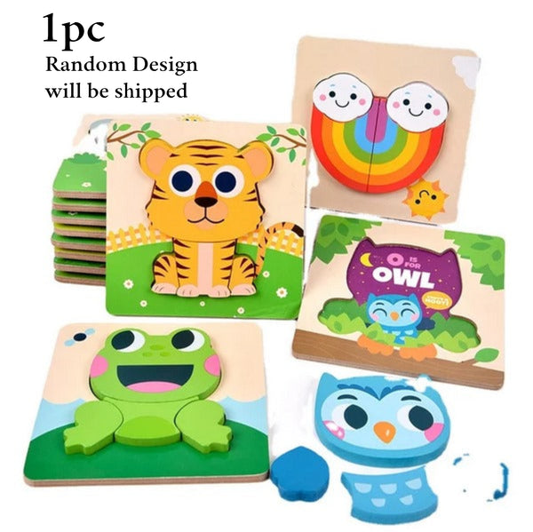 Wooden Printed Chunkey Jigsaw Puzzle 1Pc Random Design Will Be Shipped - EKT3277