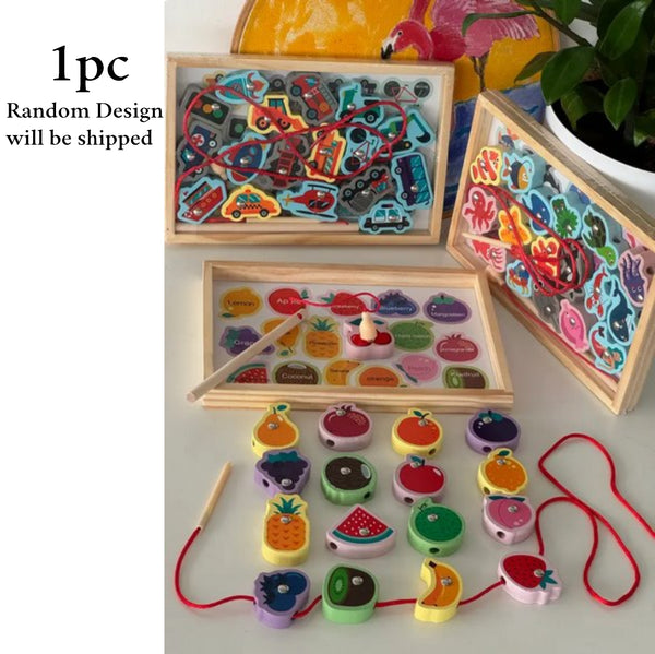 Wooden Magnatic Lacing Puzzle With Tray 1Pc Random Design Will Be Shipped - EKT3283