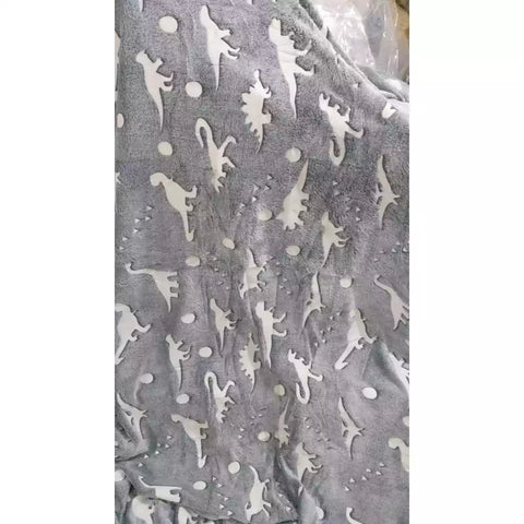 Glow in The Dark Radium Blanket for Kids Super Soft & Warm Glowing Blanket Dino Pattern Theme  (49 L x 59 H )