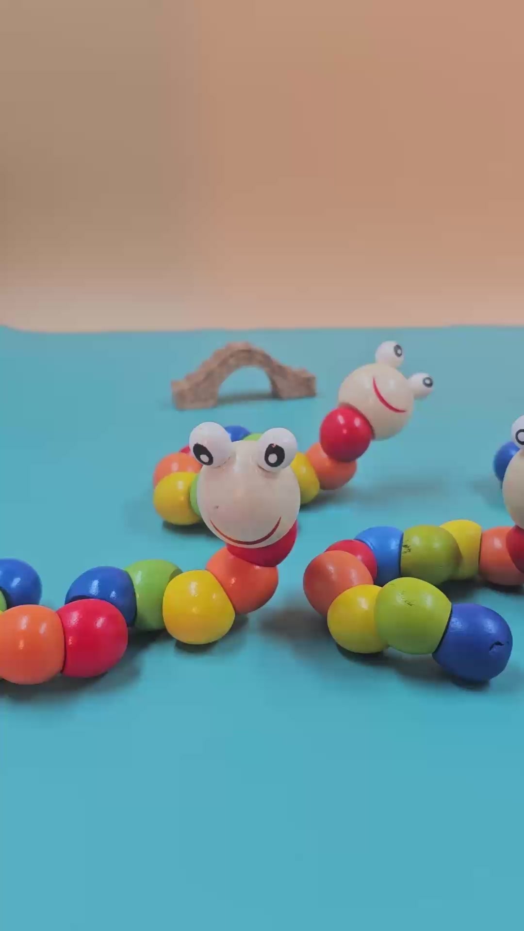 Wooden Caterpillar - Colorful Pull Along Toy for Infants