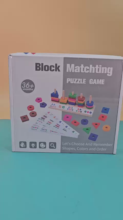 Extrokids Wooden Building Block with Multi Colour Matching Puzzle Game - EKT1707