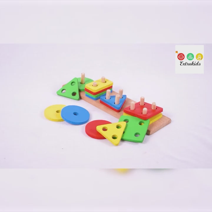 Wooden 5 in 1 Shape Sorter for Kids - EKT3826