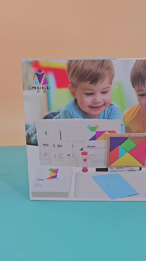 Extrokids Wooden Colourful Alphabetic Tangram Letters Writing Card - EKT1716