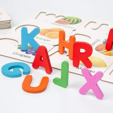 Wooden Alphabet Learning Kit - Letter matching card Game - EKT1045