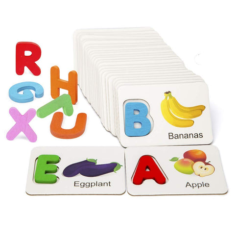 Wooden Alphabet Learning Kit - Letter matching card Game - EKT1045