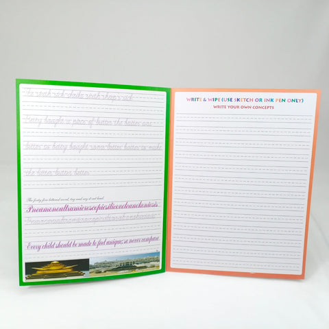 ENGLISH CURSIVE HAND WRITING WORK BOOK REUSABLE - BKN0006