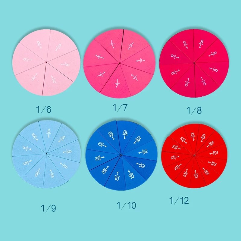 Wooden Educational Math FractionsToy - Teach Maths Fractions in a Fun way - EKT0995