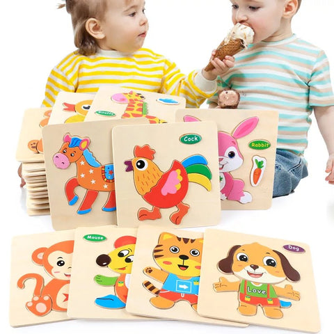 Wooden 3D Animal Puzzle With name - Best Option for return Gift - EKT1070