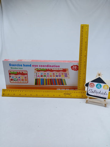 Extrokids Wooden Math Multi task Beads Counting hand Eye co-ordination Number matching Sticks for Toddler Toy - EKT1071