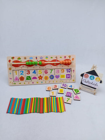 Extrokids Wooden Math Multi task Beads Counting hand Eye co-ordination Number matching Sticks for Toddler Toy - EKT1071
