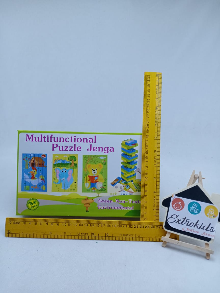 Wooden Toy - Multi Functional Animal Puzzle - Jenga Blocks - EKT1079