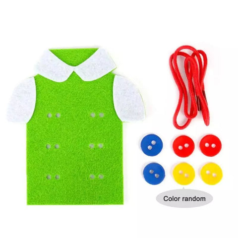 Extrokids Wooden Threading Clothes Funny Button Threading Board Rope Game Early Education Toy for Child - EKT1250
