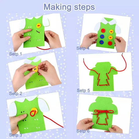 Extrokids Wooden Threading Clothes Funny Button Threading Board Rope Game Early Education Toy for Child - EKT1250