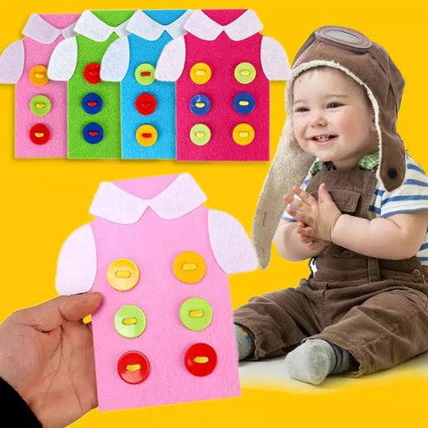 Extrokids Wooden Threading Clothes Funny Button Threading Board Rope Game Early Education Toy for Child - EKT1250