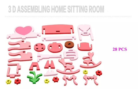 Extrokids 3D Assembling Furniture Dressing Table Puzzle Blocks Toy - EKT1296