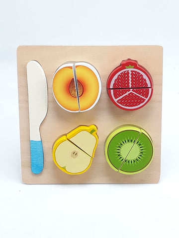 Wooden Fruit Cutting Set Toy | Realistic Sliceable Fruits with Velcro | Cooking Play House Set | Educational Toys Kids 3 + Years POMOGRANET2 - EKT1303