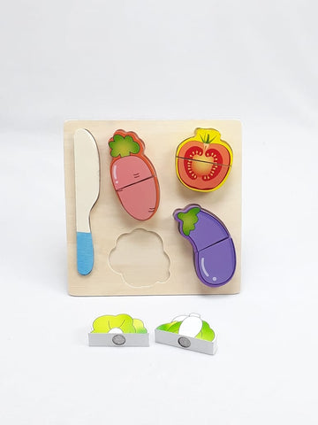 Wooden Fruit Cutting Set Toy | Realistic Sliceable Fruits with Velcro | Cooking Play House Set | Educational Toys Kids 3 + Years BRINJAL2 - EKT1307