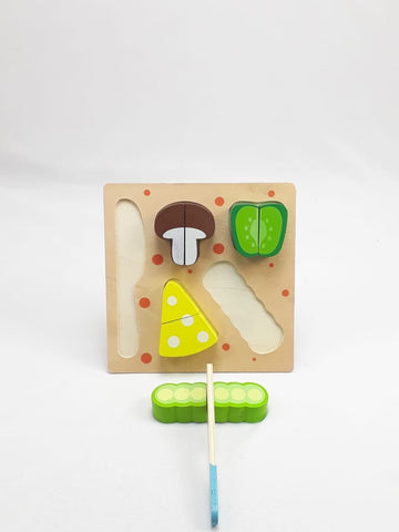 Wooden Fruit Cutting Set Toy | Realistic Sliceable Fruits with Velcro | Cooking Play House Set | Educational Toys Kids 3 + Years MUSHROOM2 - EKT1308