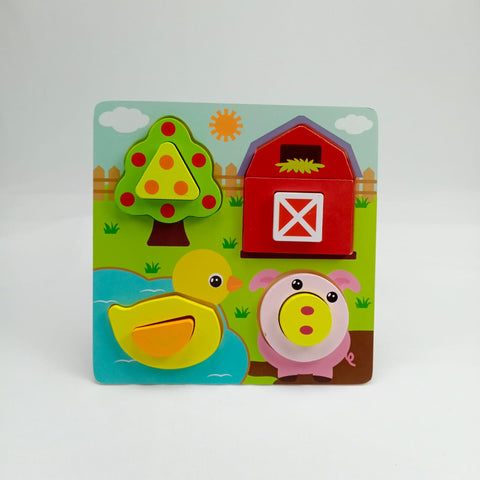 Wooden Toy 7"X7" PUZZLE BOARDFARM2 - EKT1311