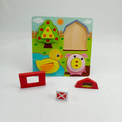 Wooden Toy 7"X7" PUZZLE BOARDFARM2 - EKT1311