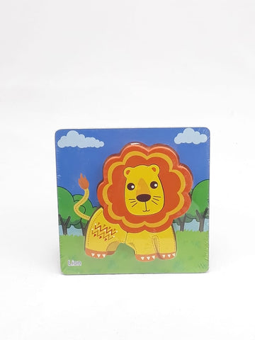 Extrokids Wooden 6x6 puzzle board printed yellow color Lion - EKT1353