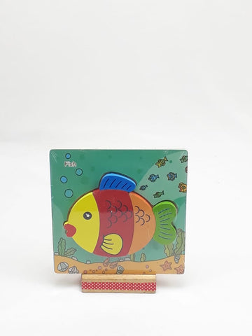 Extrokids Wooden 6x6 puzzle board printed Colorful Fish - EKT1360