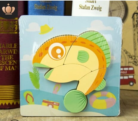 Extrokids Wooden 6x6 puzzle board printed Dolphin - EKT1361