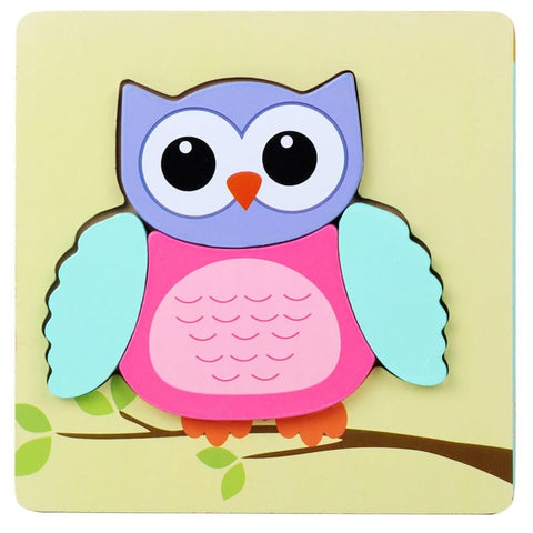 Extrokids Wooden 6x6 puzzle board printed Colorful Owl - EKT1364