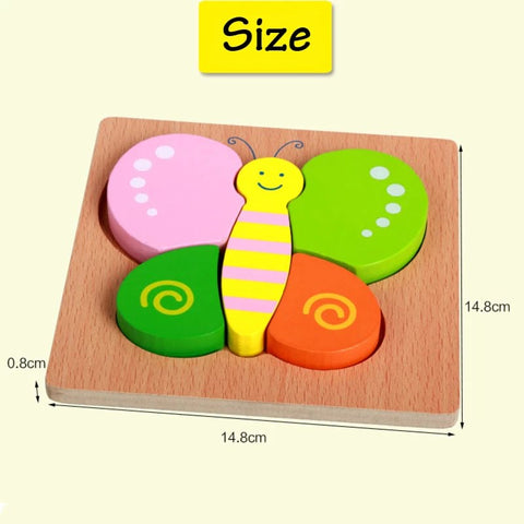 Extrokids Wooden 6x6 puzzle board printed Butterfly - EKT1367