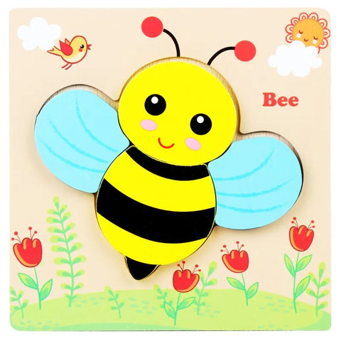 Extrokids Wooden 6x6 puzzle board printed Honey bee - EKT1369