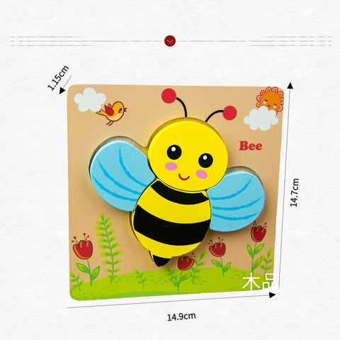 Extrokids Wooden 6x6 puzzle board printed Honey bee - EKT1369