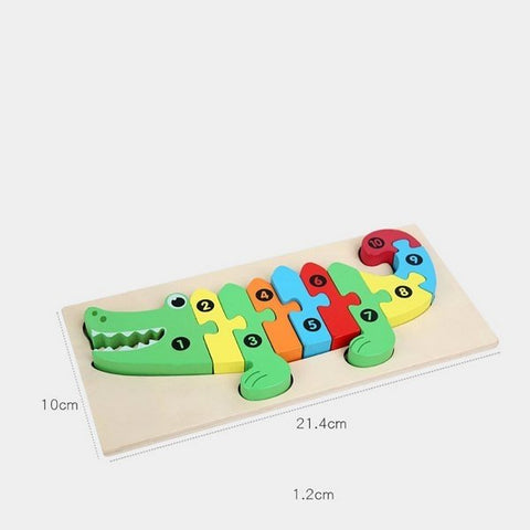 Extrokids Wooden Cartoon Puzzle board with number Hint - Crocodile For Baby Memory Exercise Toy - EKT1400