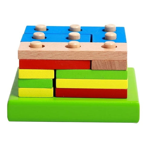 Wooden Geometric Stacking Puzzle – Shape-Matching Toy