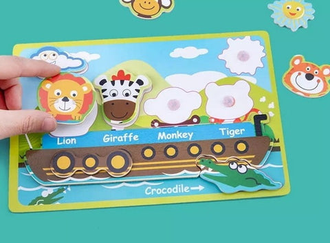 Extrokids Cartoon Excellent Wooden Puzzle Animal Pair Matching Montessori Game for Children - EKT1409