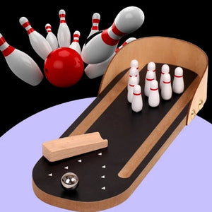 Extrokids Hot Selling Mini Desktop Bowling Game Set Wooden Kids Children Ball Board Game Toy - EKT1414
