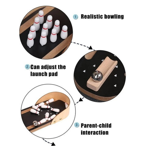 Extrokids Hot Selling Mini Desktop Bowling Game Set Wooden Kids Children Ball Board Game Toy - EKT1414