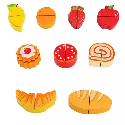 Extrokids Premium Wooden Simulated Supermarket Checkout Counter Role and Cutting Fruit, Vegetable Toy - EKT1419