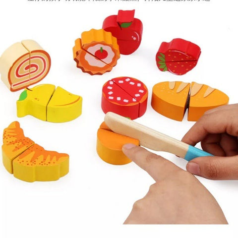 Extrokids Premium Wooden Simulated Supermarket Checkout Counter Role and Cutting Fruit, Vegetable Toy - EKT1419