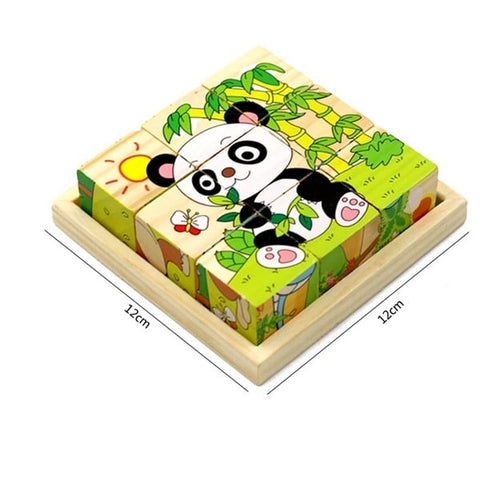 Hand Grab Board Montessori Wooden Puzzle Toys Baby Early Educational Learning Toys for Children Wild Animal 3D Jigsaw Puzzle type 1 - EKT1424