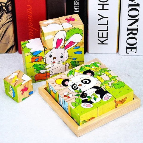 Hand Grab Board Montessori Wooden Puzzle Toys Baby Early Educational Learning Toys for Children Wild Animal 3D Jigsaw Puzzle type 1 - EKT1424