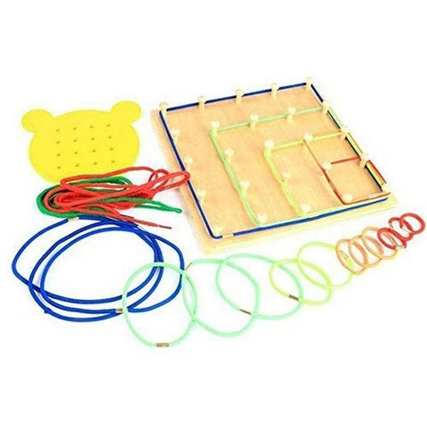 Wooden Toy Multi Functional Threading Board Games - EKT1431