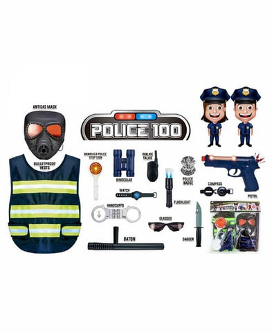 Pretend Play - Police Costume with Gun Toy Set - EKR0029