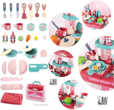Extrokids Pretend Play Accessories Realistic Food 3-in-1 Little Chef Kitchen Playset - EKT1466