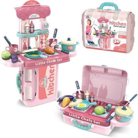 Extrokids Pretend Play Accessories Realistic Food 3-in-1 Little Chef Kitchen Playset - EKT1466